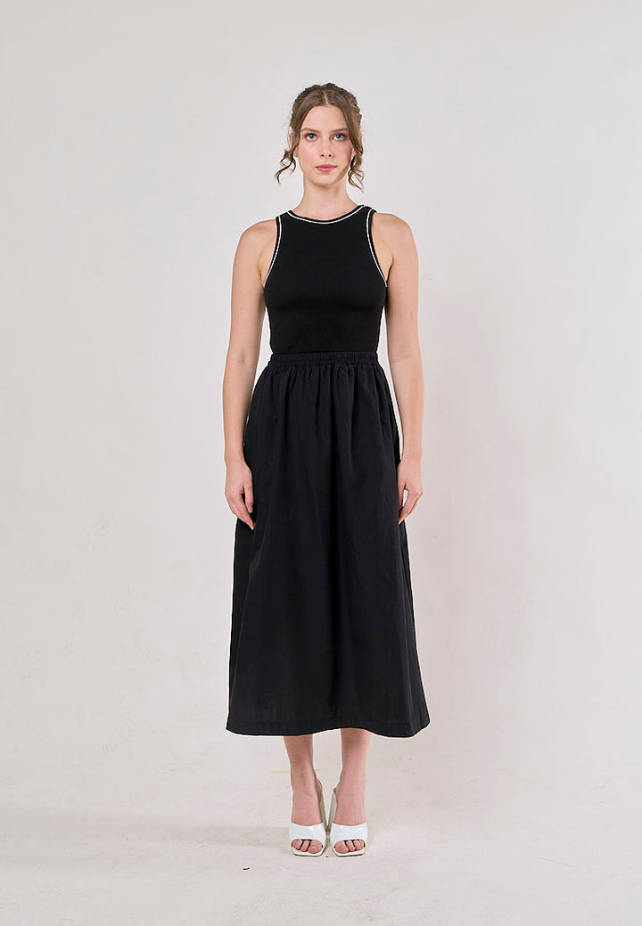 Abril Black Crew Neck Sleeveless Balloon Maxi Dress Dress