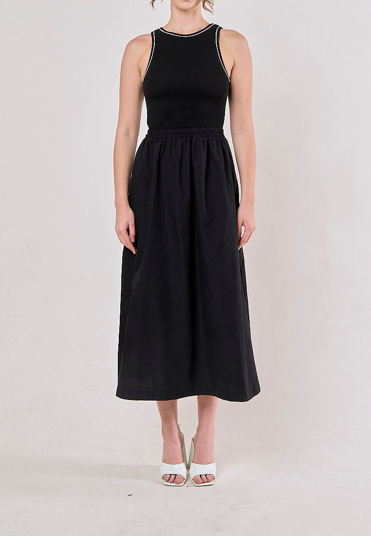 Abril Black Crew Neck Sleeveless Balloon Maxi Dress Dress