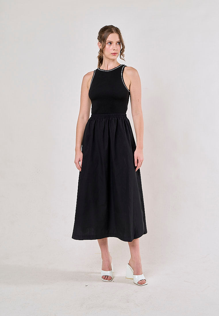 Abril Black Crew Neck Sleeveless Balloon Maxi Dress Dress