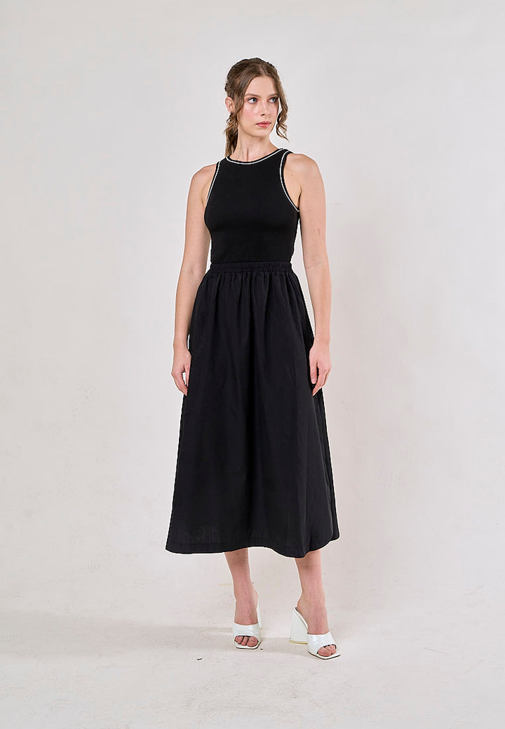 Abril Black Crew Neck Sleeveless Balloon Maxi Dress Dress