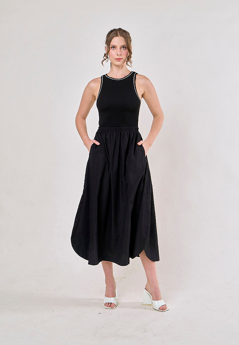 Abril Black Crew Neck Sleeveless Balloon Maxi Dress Dress