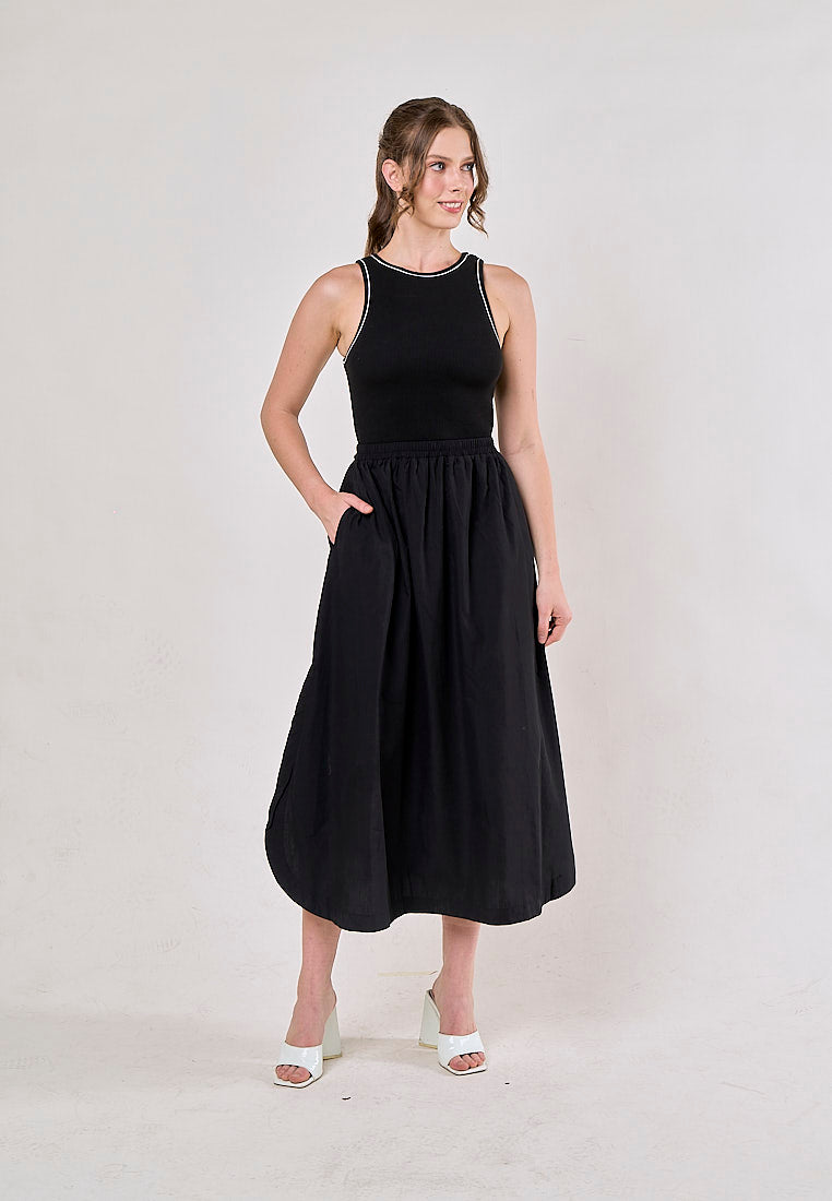 Abril Black Crew Neck Sleeveless Balloon Maxi Dress Dress