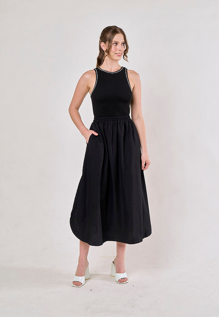 Abril Black Crew Neck Sleeveless Balloon Maxi Dress Dress