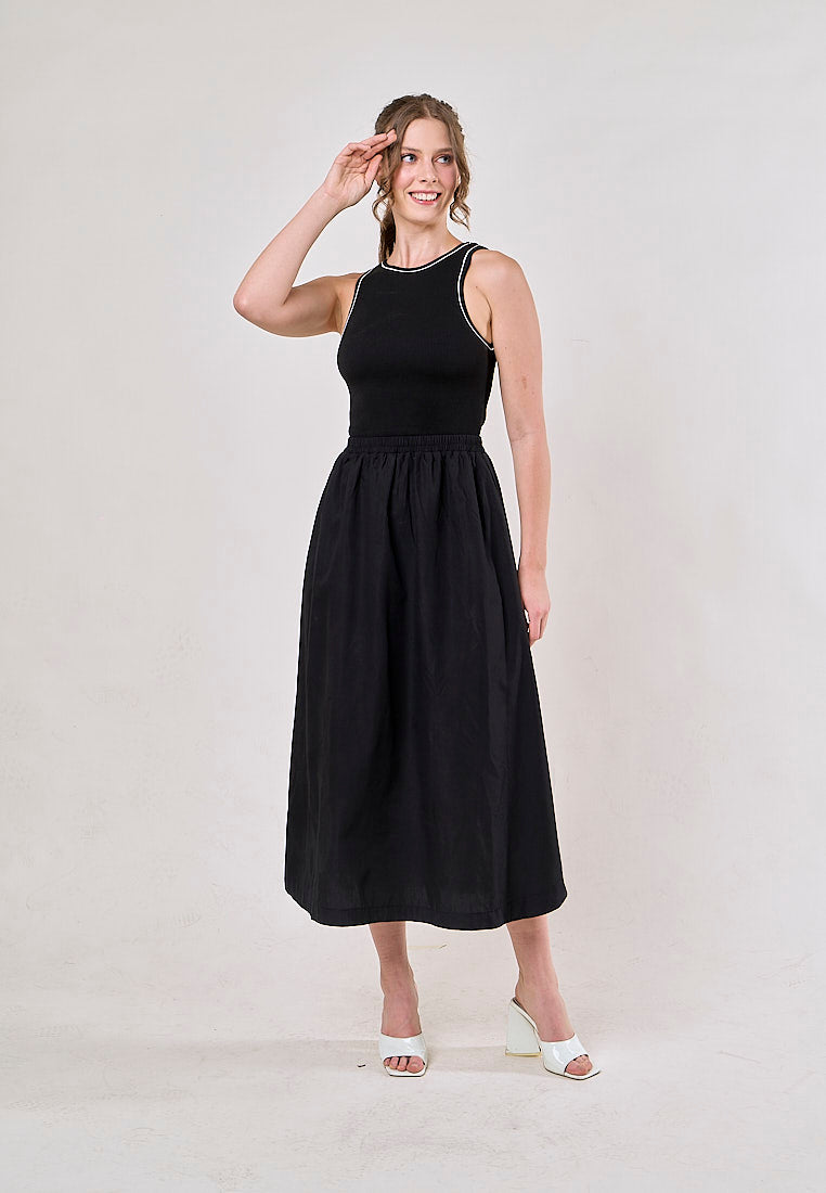 Abril Black Crew Neck Sleeveless Balloon Maxi Dress Dress