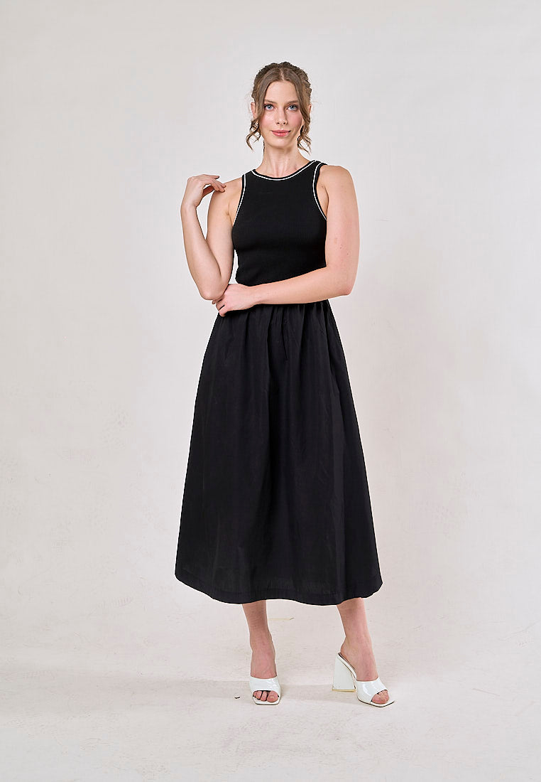 Abril Black Crew Neck Sleeveless Balloon Maxi Dress Dress
