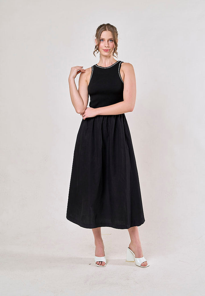 Abril Black Crew Neck Sleeveless Balloon Maxi Dress Dress