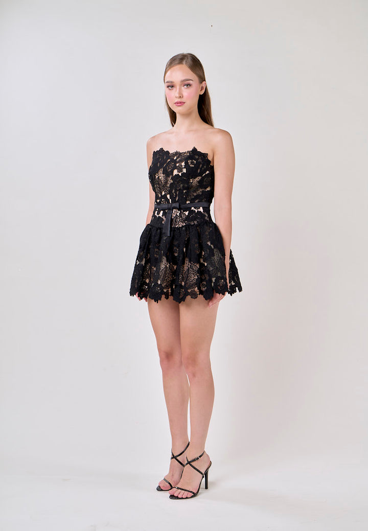 Corbett Black Lace Tube Mini Dress