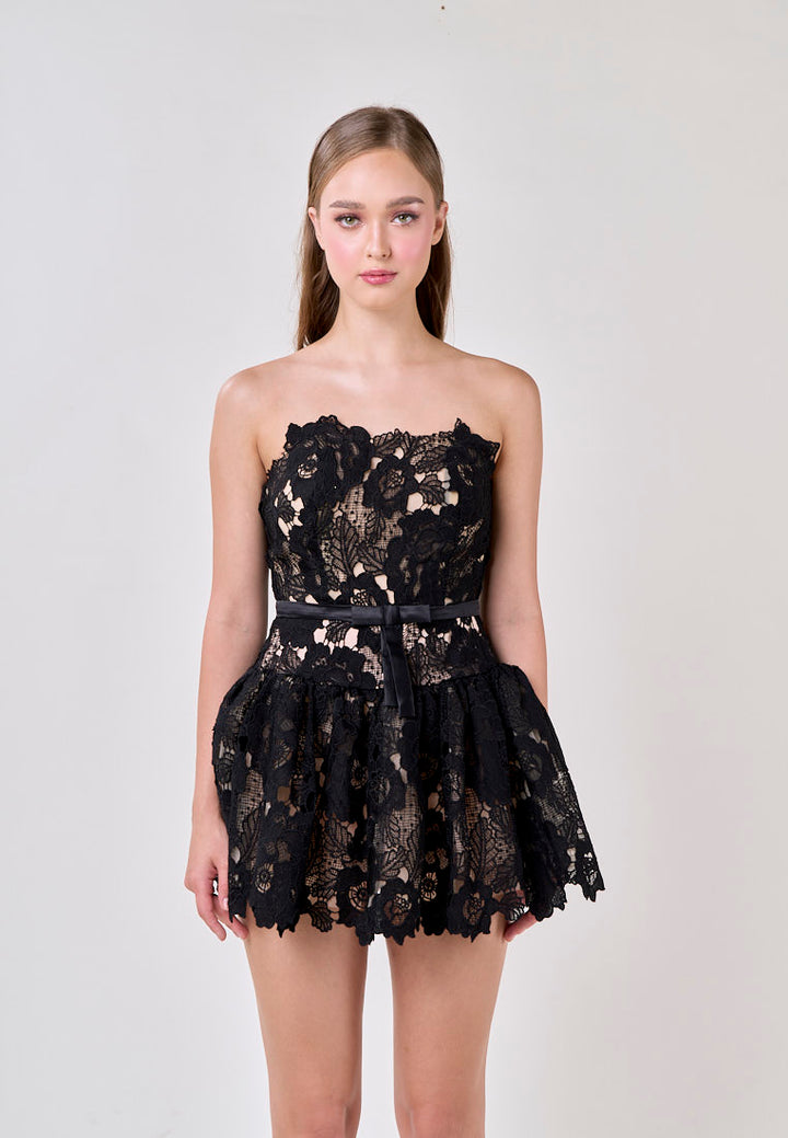 Corbett Black Lace Tube Mini Dress