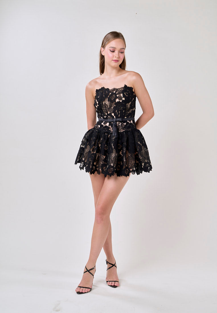 Corbett Black Lace Tube Mini Dress