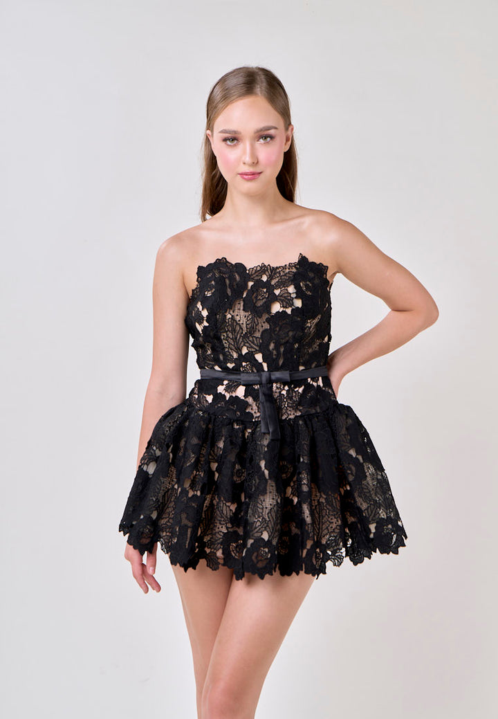 Corbett Black Lace Tube Mini Dress