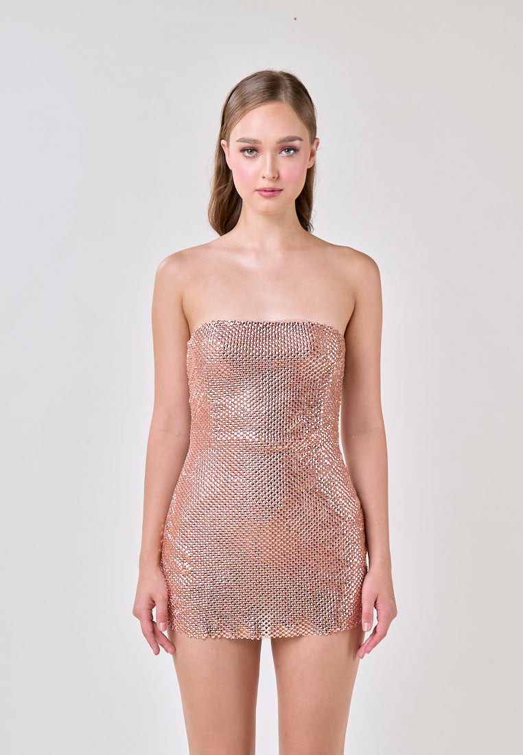 Altair Pink Crystal Tube Mini Dress