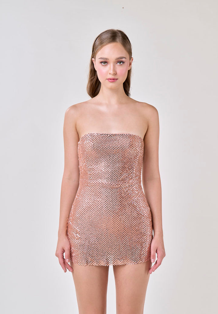 Altair Pink Crystal Tube Mini Dress