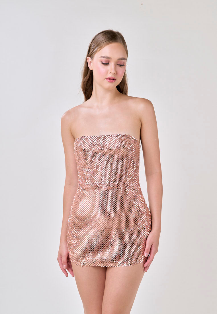 Altair Pink Crystal Tube Mini Dress