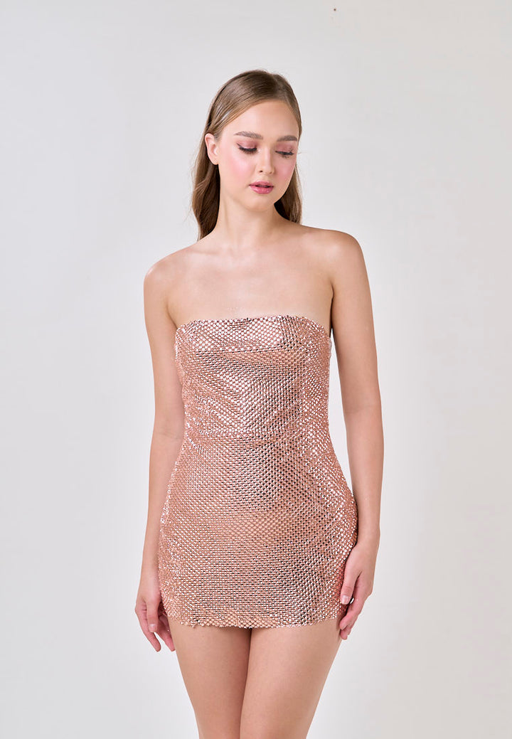 Altair Pink Crystal Tube Mini Dress