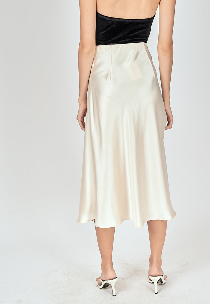 Kyler Cream Silk A-Line Midi Skirt