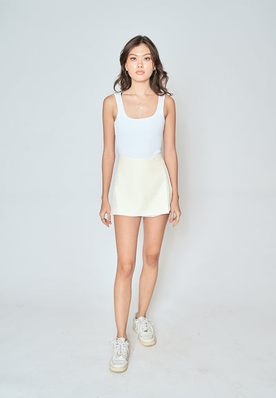 Cara White Knitted Square Neck Sleeveless Bodysuit