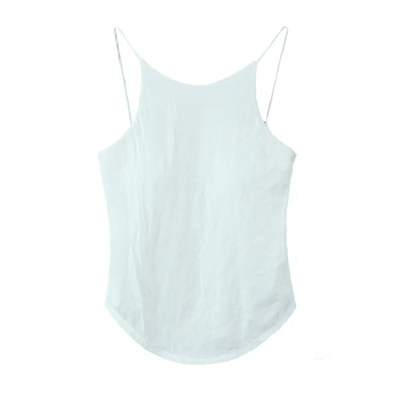 Moshe White Halter Scoop Neck Sleeveless Tank Top
