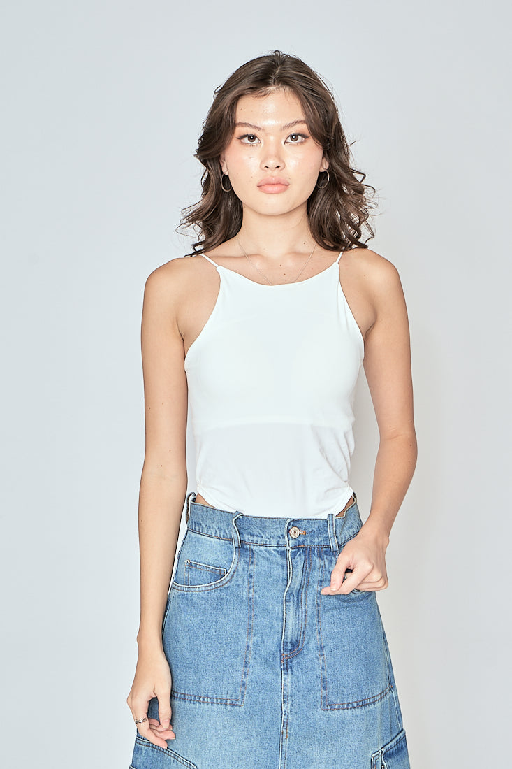 Moshe White Halter Scoop Neck Sleeveless Tank Top