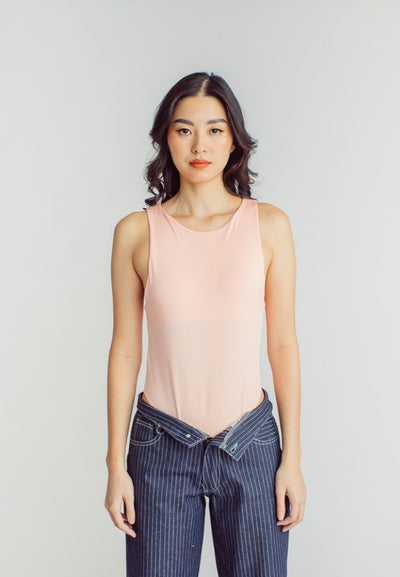 Barba Pink Round Neck Sleeveless Bodysuit