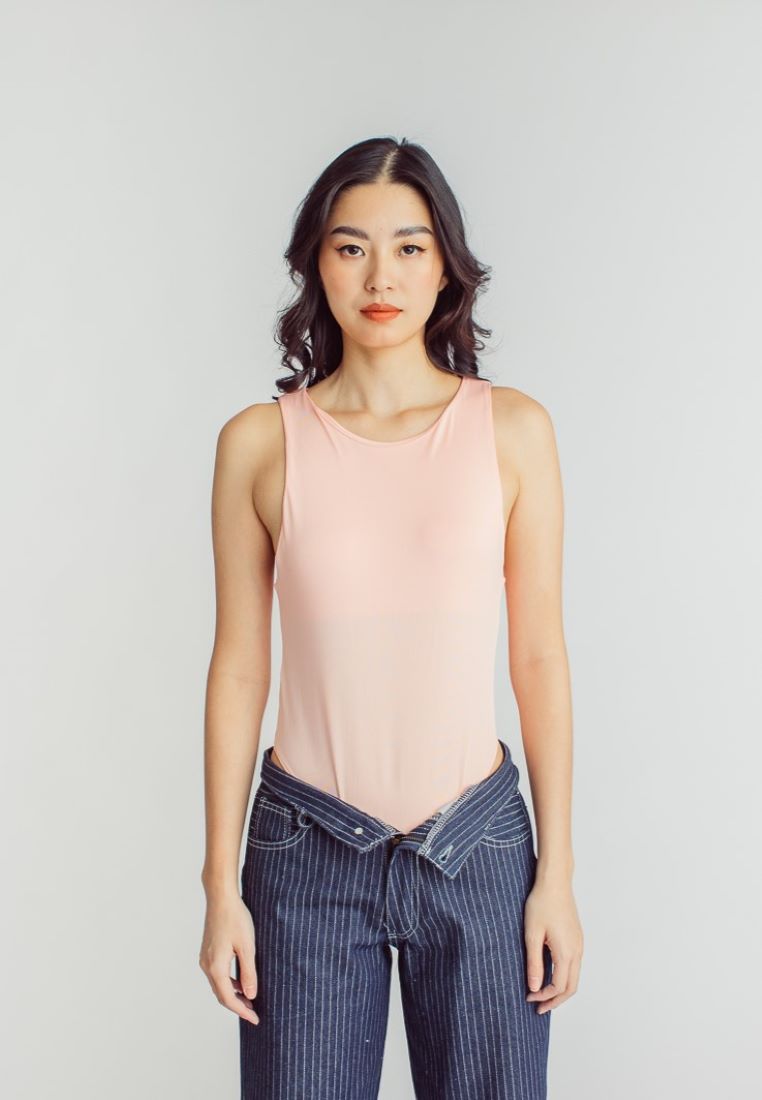 Barba Pink Round Neck Sleeveless Bodysuit