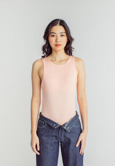 Barba Pink Round Neck Sleeveless Bodysuit