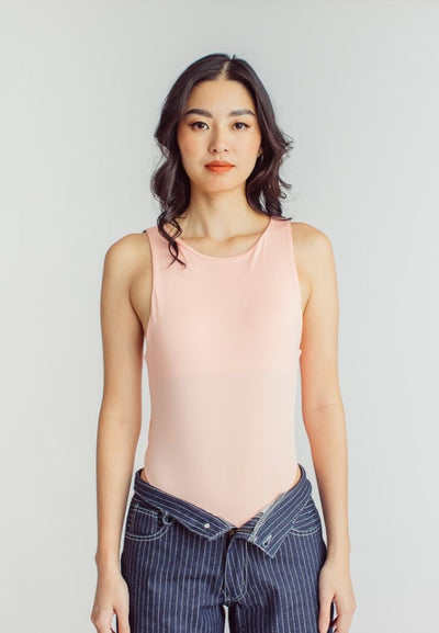 Barba Pink Round Neck Sleeveless Bodysuit