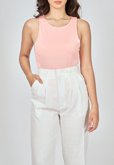 Barba Pink Round Neck Sleeveless Bodysuit