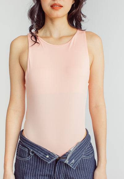 Barba Pink Round Neck Sleeveless Bodysuit