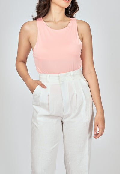 Barba Pink Round Neck Sleeveless Bodysuit