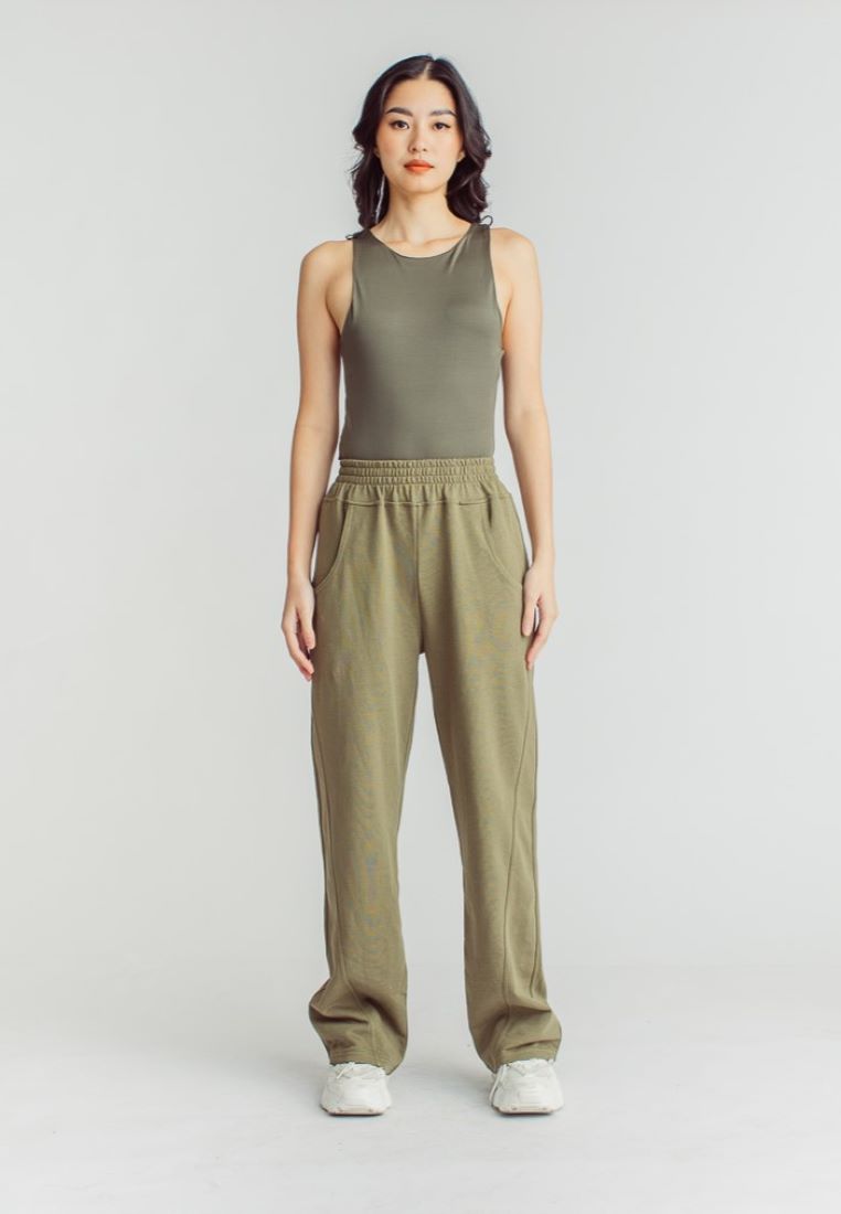Barba Army Green Round Neck Sleeveless Bodysuit