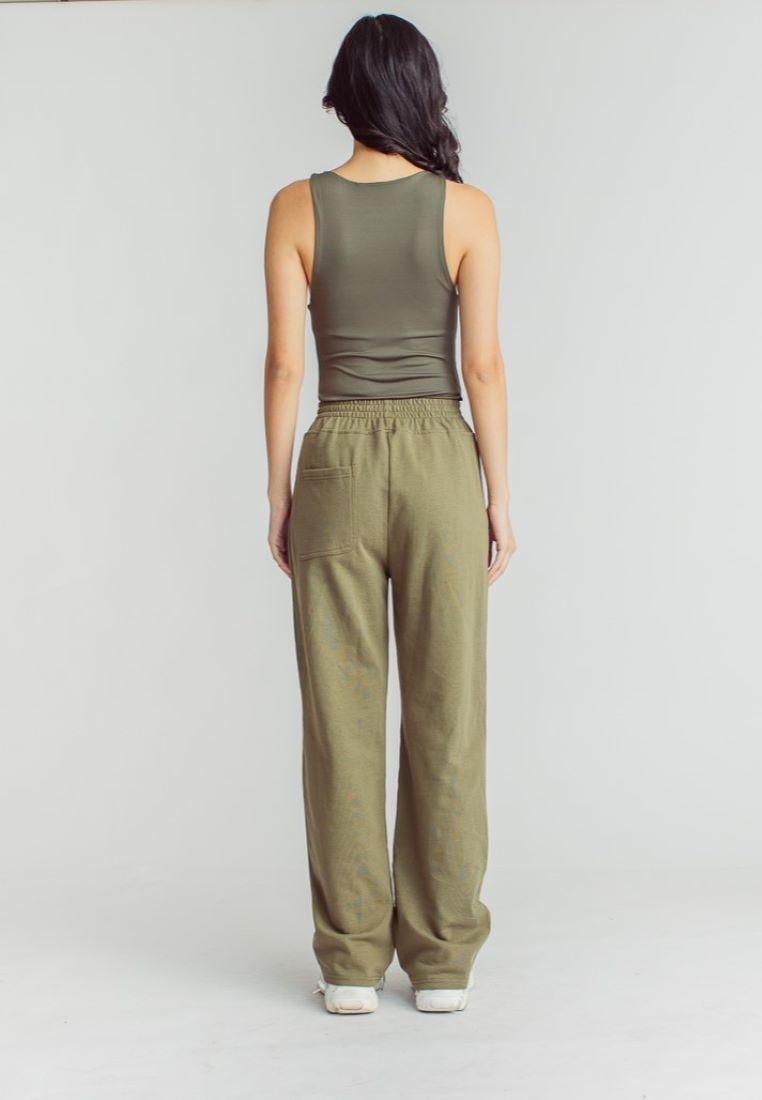 Barba Army Green Round Neck Sleeveless Bodysuit