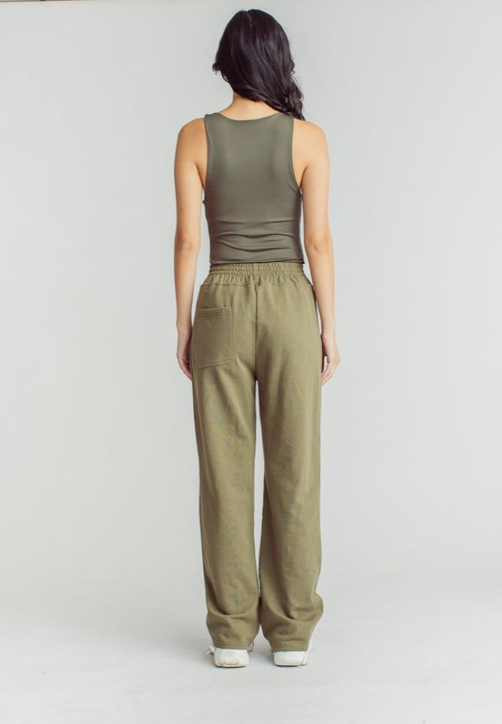 Barba Army Green Round Neck Sleeveless Bodysuit