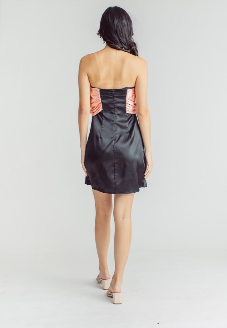 Dilly Black Pink Big Bow Back Zipper Tube Mini Dress
