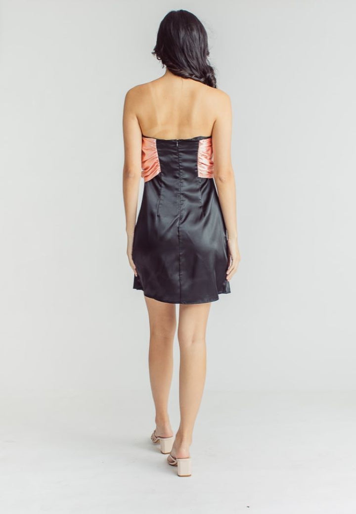 Dilly Black Pink Big Bow Back Zipper Tube Mini Dress