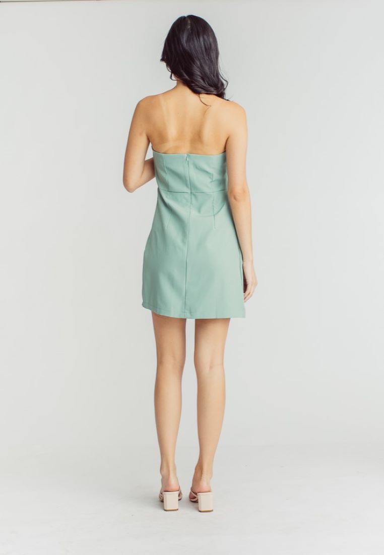 Soyeon Pastel Green Lined Back Zipper Side Front Slit Tube Mini Dress