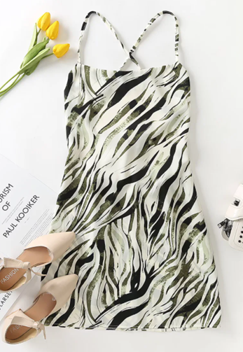 Reese Multicolor Animal Print Sleeveless Criss Cross Back Mini Dress