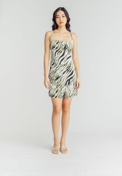 Reese Multicolor Animal Print Sleeveless Criss Cross Back Mini Dress