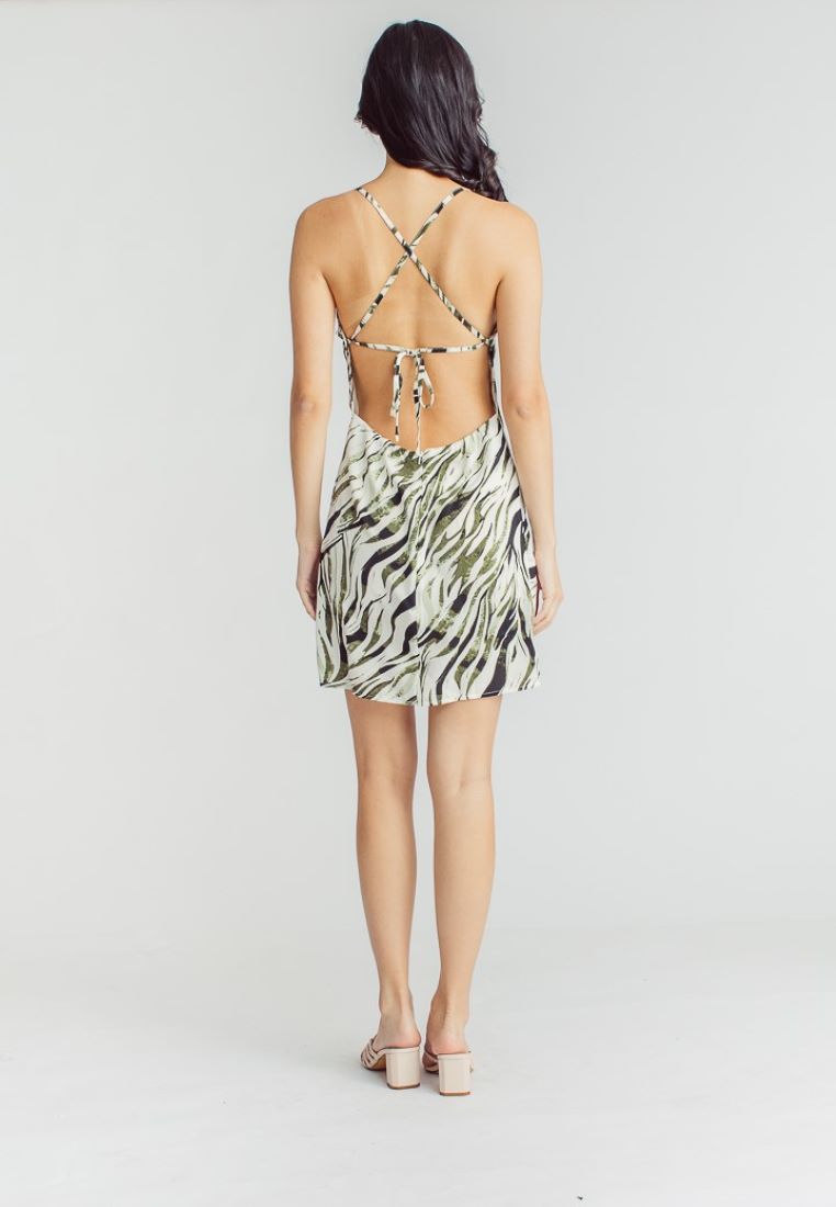 Reese Multicolor Animal Print Sleeveless Criss Cross Back Mini Dress