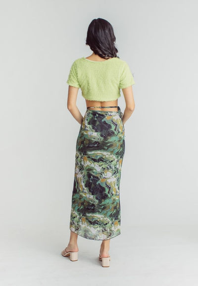 Kenah Multicolor Camo Print String Belt Midi Skirt