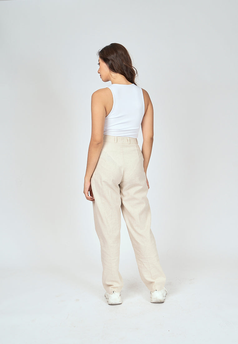 Barba White Round Neck Sleeveless Bodysuit
