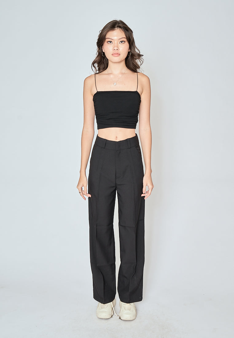 Blaire Black Padded Ruch Sides Thin Strap Cami Top