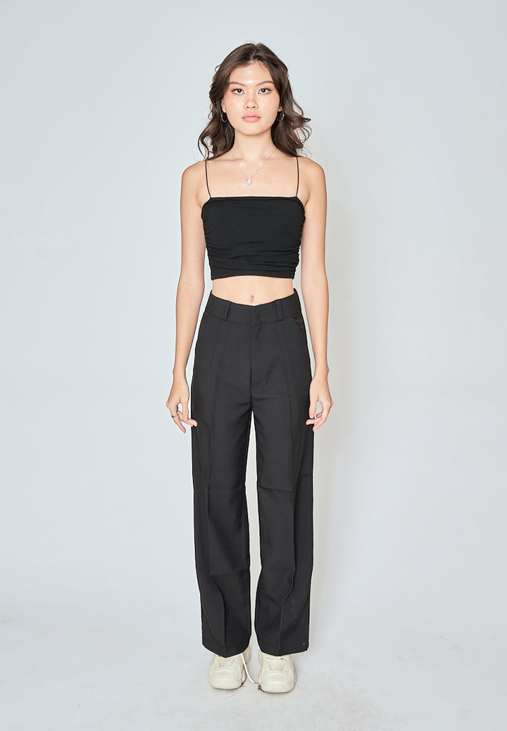 Blaire Black Padded Ruch Sides Thin Strap Cami Top