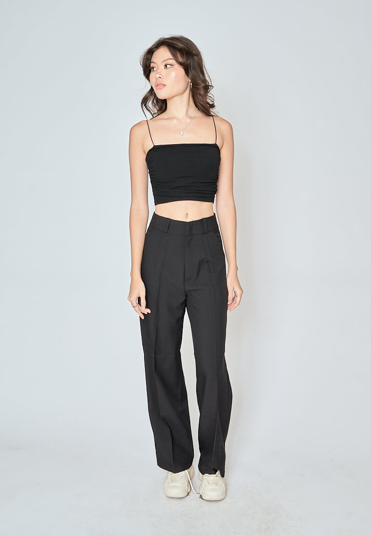 Blaire Black Padded Ruch Sides Thin Strap Cami Top