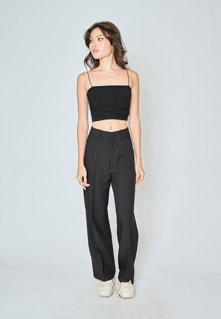Blaire Black Padded Ruch Sides Thin Strap Cami Top