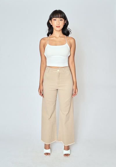 Haisley White Knitted Padded Sleeveless Criss Cross Back Tank Top