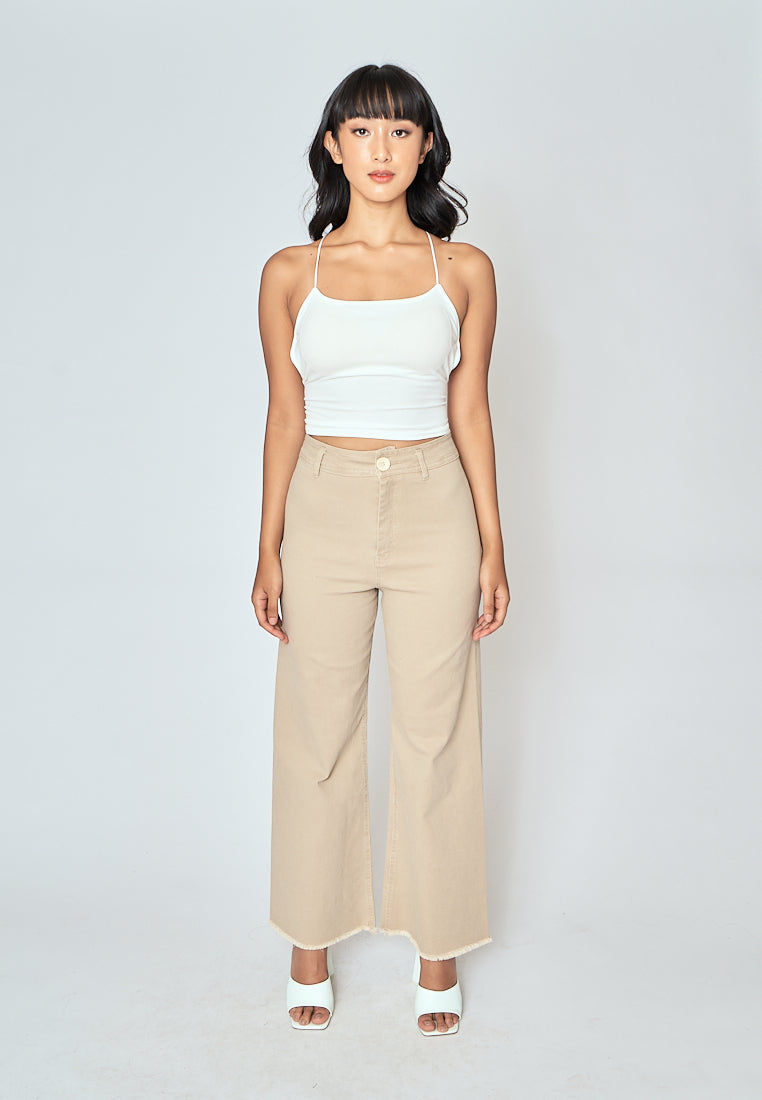Haisley White Knitted Padded Sleeveless Criss Cross Back Tank Top