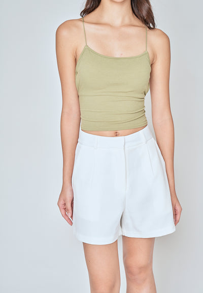 Haisley Sage Knitted Padded Sleeveless Criss Cross Back Tank Top