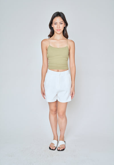 Haisley Sage Knitted Padded Sleeveless Criss Cross Back Tank Top