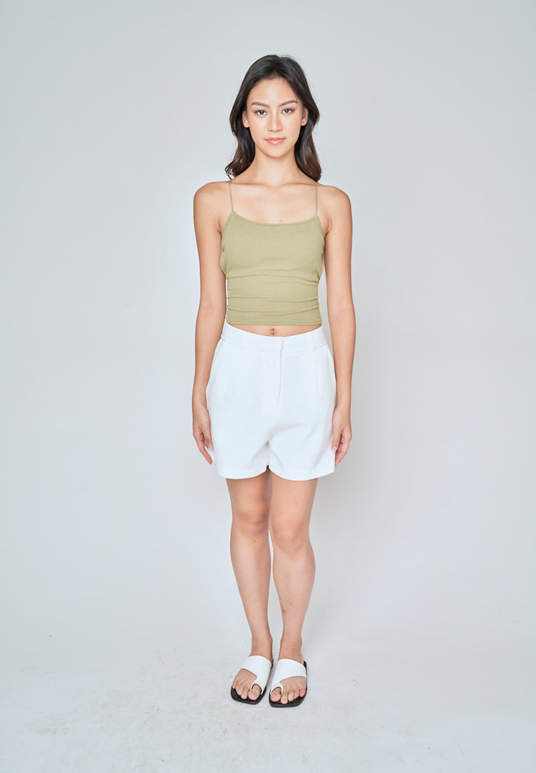 Haisley Sage Knitted Padded Sleeveless Criss Cross Back Tank Top