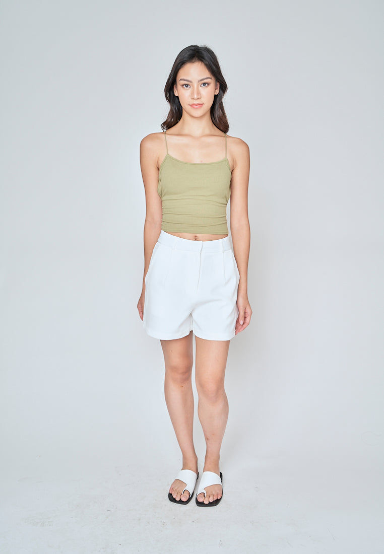 Haisley Sage Knitted Padded Sleeveless Criss Cross Back Tank Top